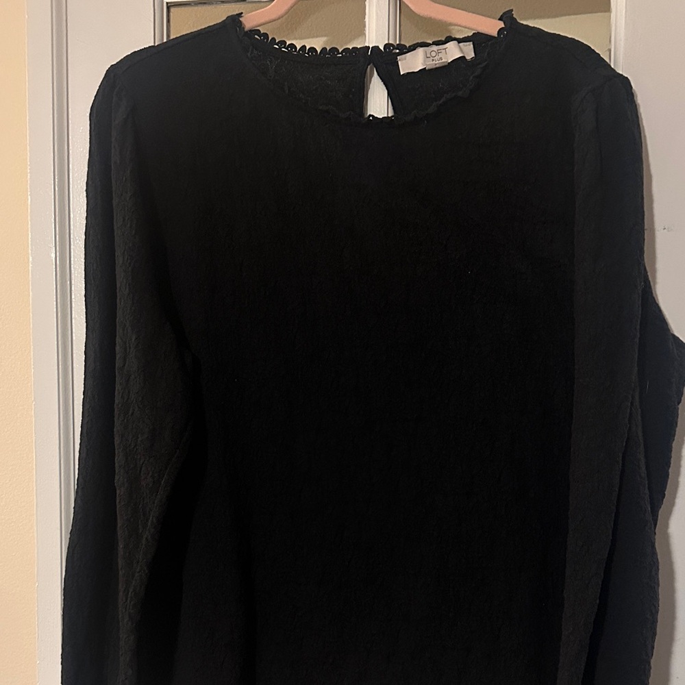 LOFT Women's Elegant Black Lace Blouse